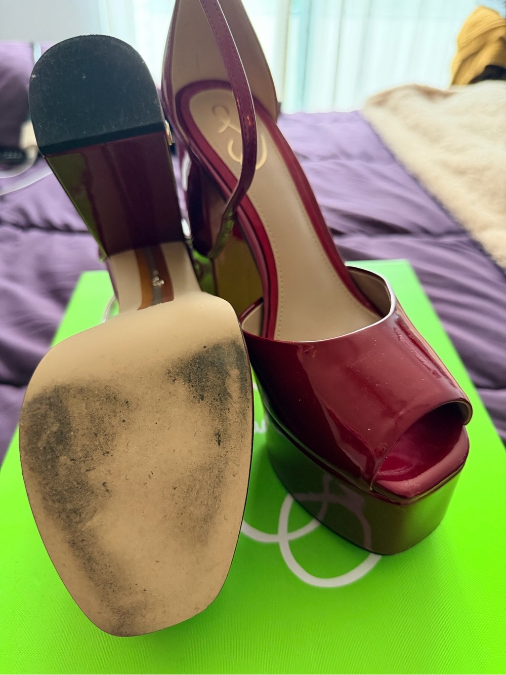 Sam Edelman “Kori” Platform High Heels in Metallic Red - Picture 5 of 6